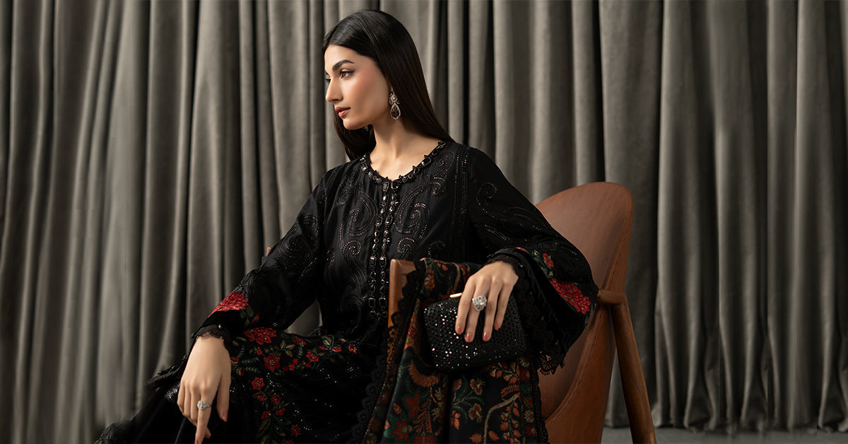 3 Piece Embroidered Linen Suit