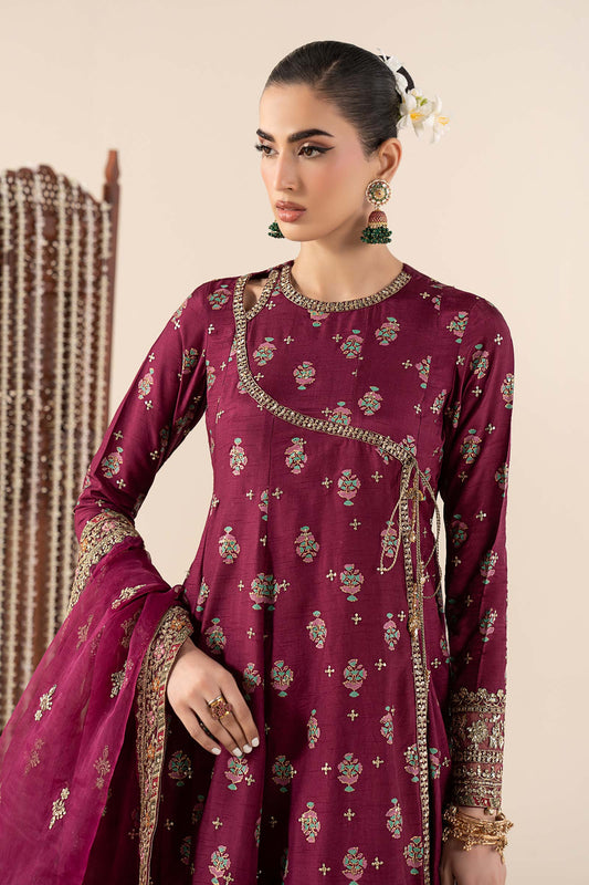 3 Piece Printed Raw Silk Suit