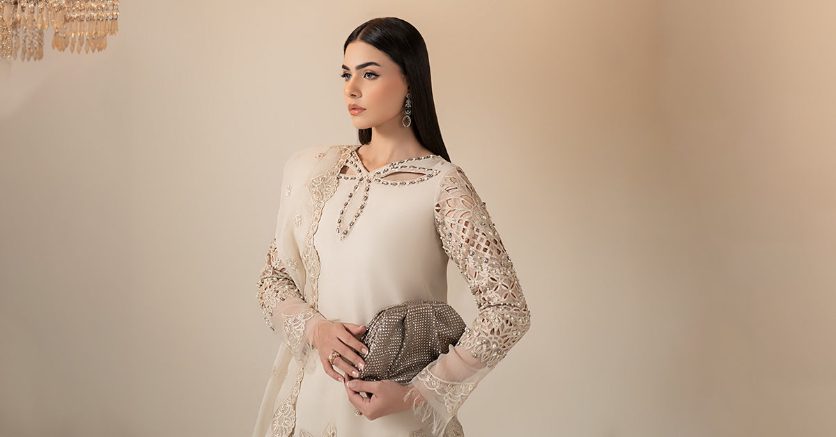 3 Piece Embroidered Organza Suit