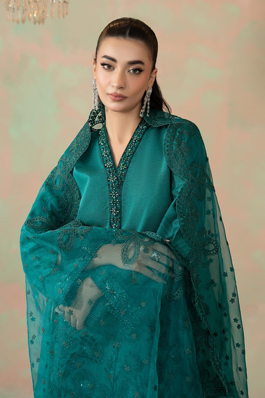 3 Piece Embroidered Silk Net Suit