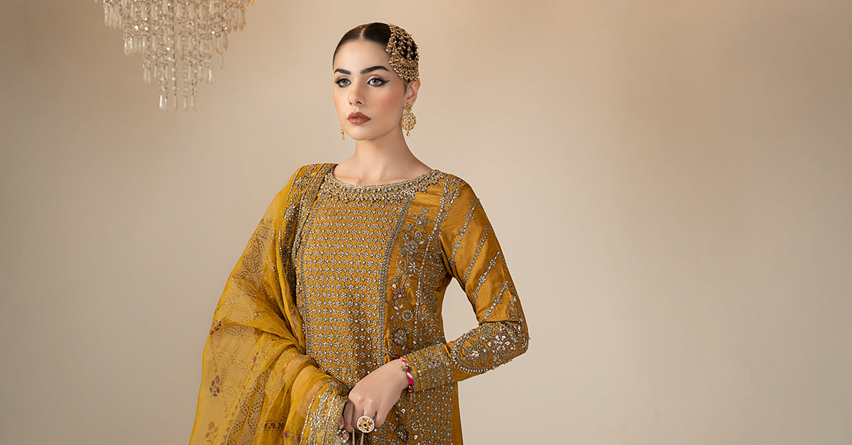 3 Piece Embroidered Raw Silk Suit