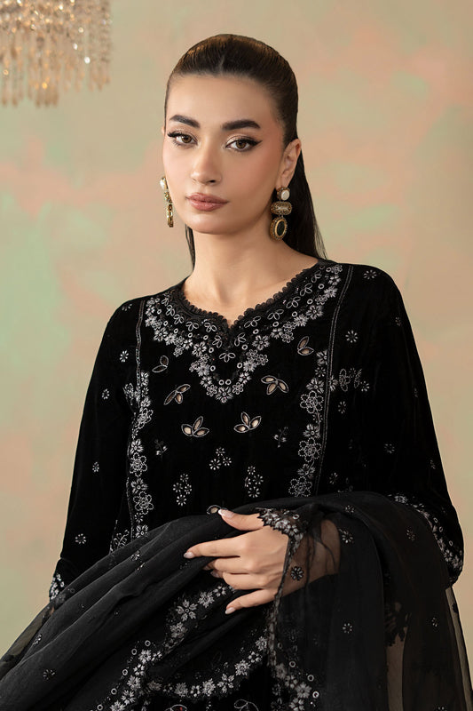 3 Piece Embroidered Velvet Suit