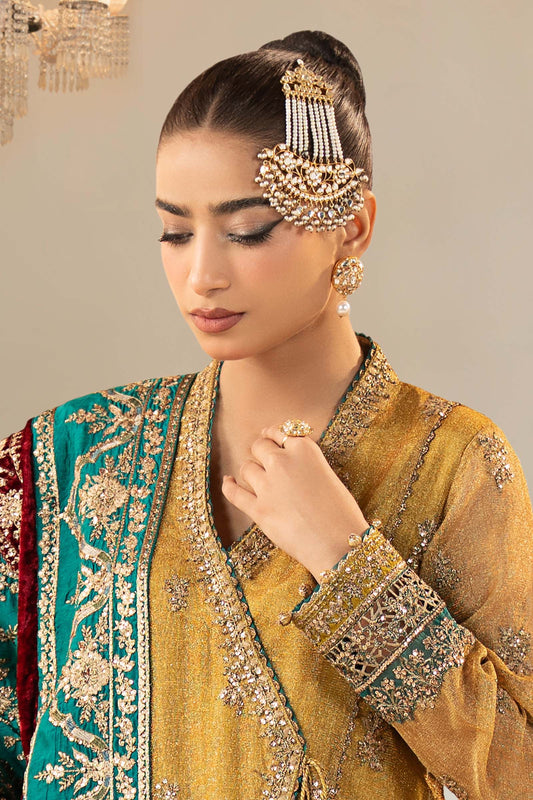 3 Piece Embroidered Zari Net Suit