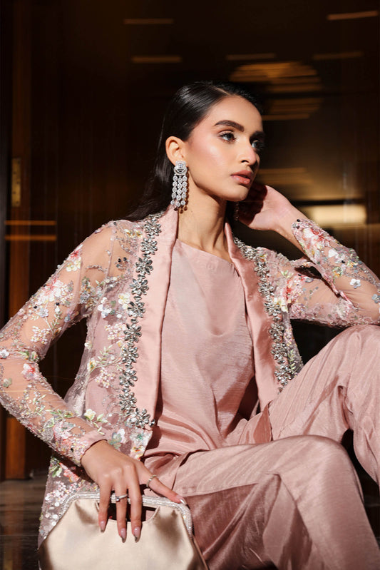 3 Piece Embroidered Net Suit