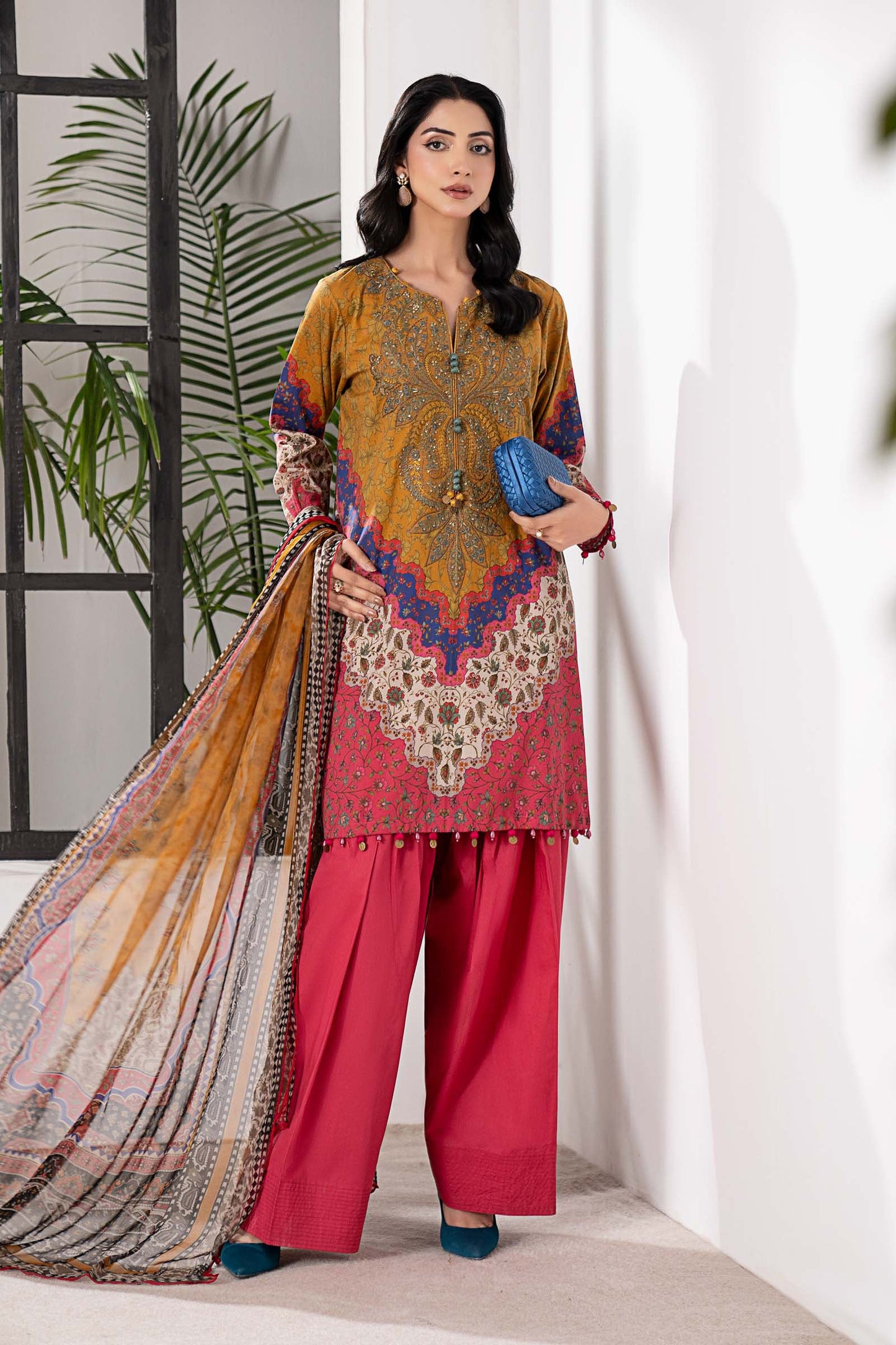 3 Piece Embroidered Cambric Suit