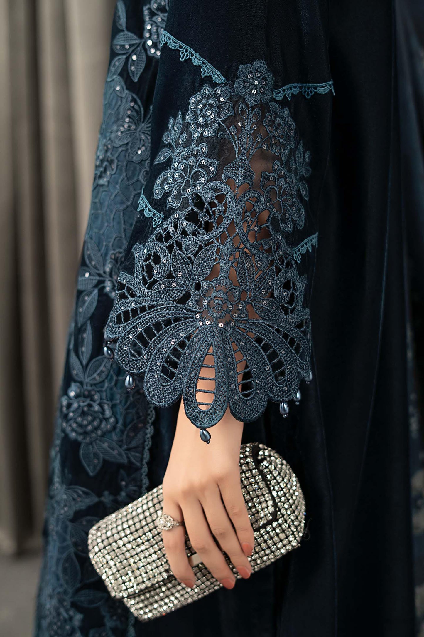 3 Piece Embroidered Velvet Suit