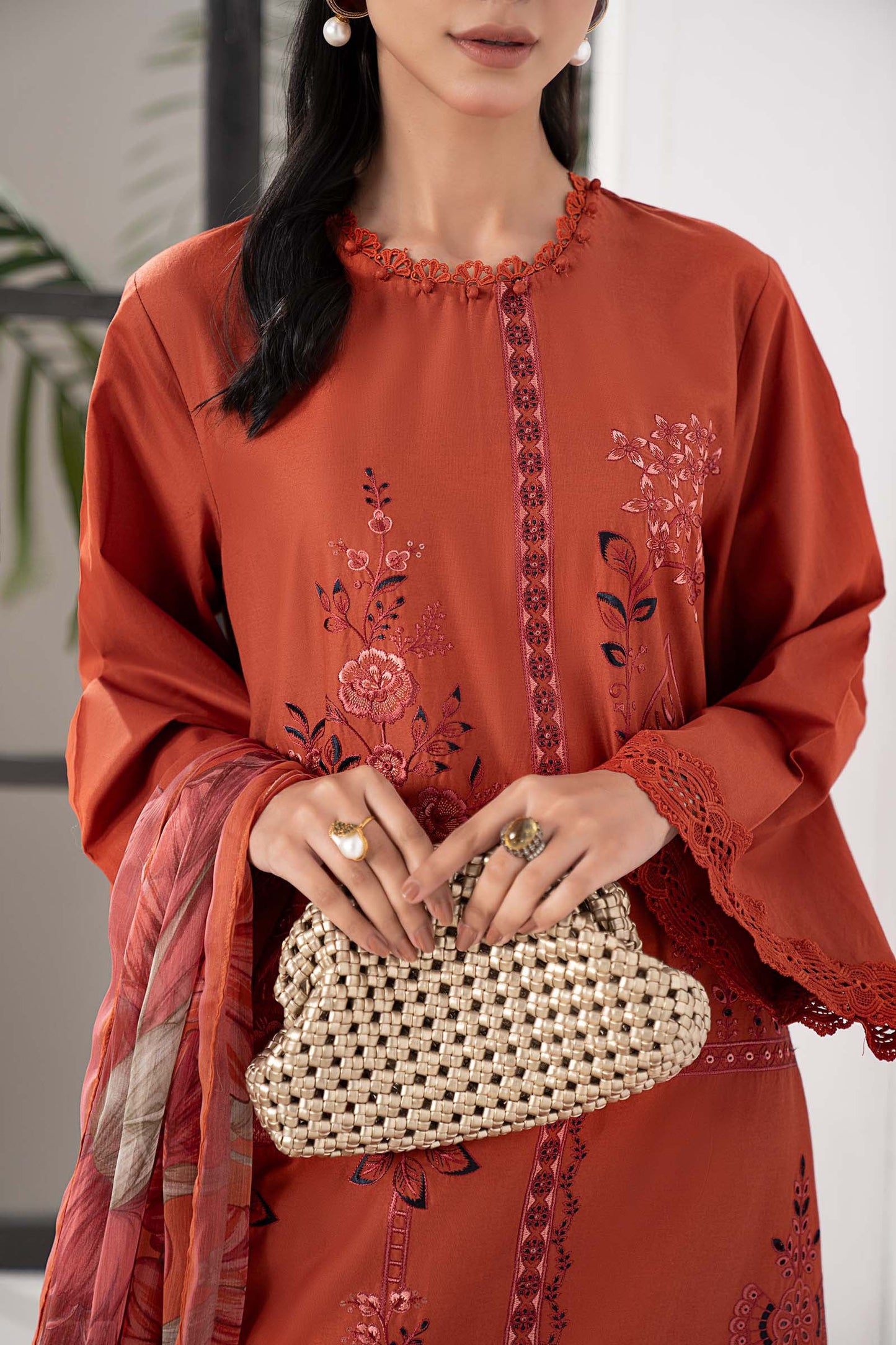 3 Piece Embroidered Cambric Suit