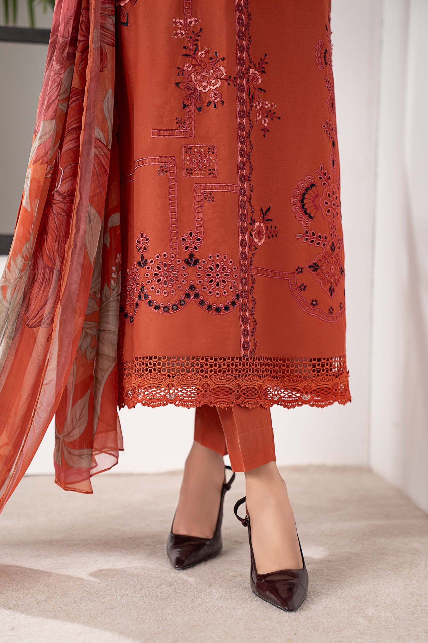 3 Piece Embroidered Cambric Suit