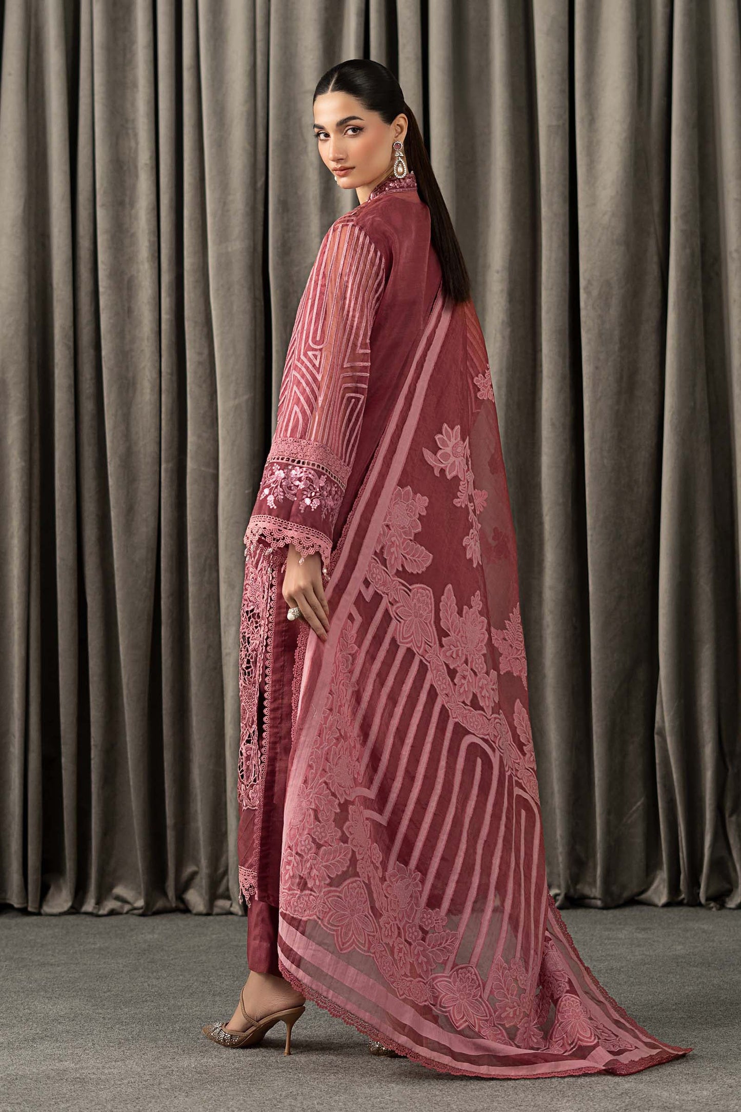 3 Piece Embroidered Organza Suit