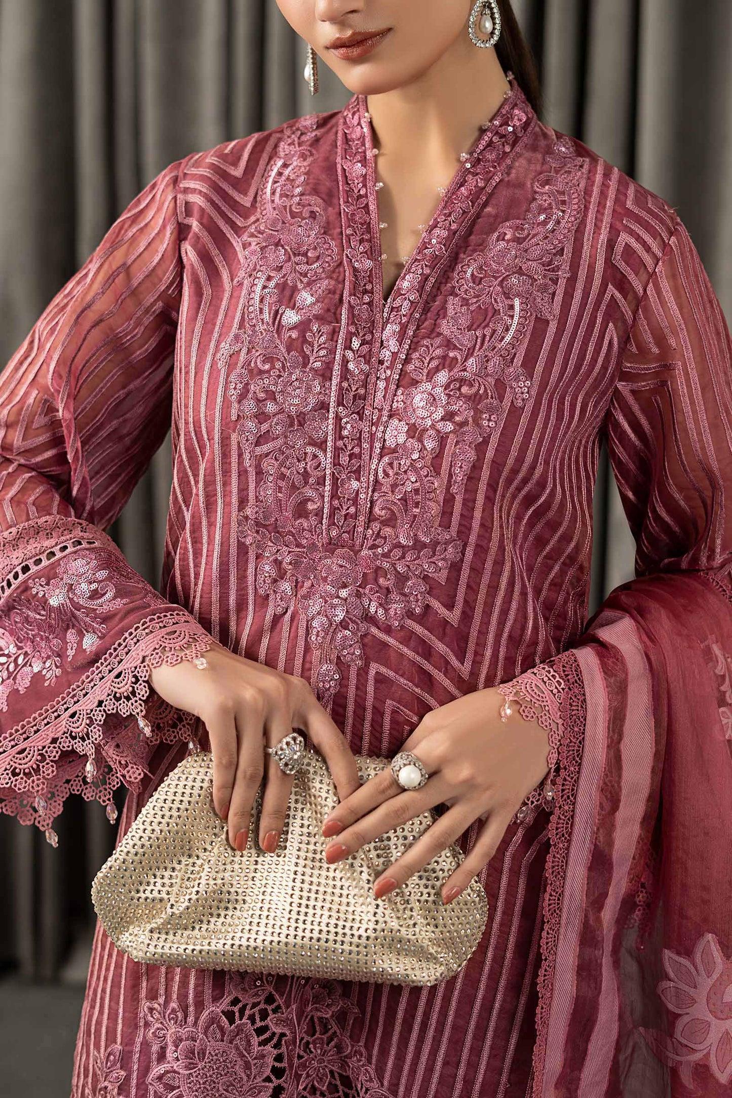 3 Piece Embroidered Organza Suit