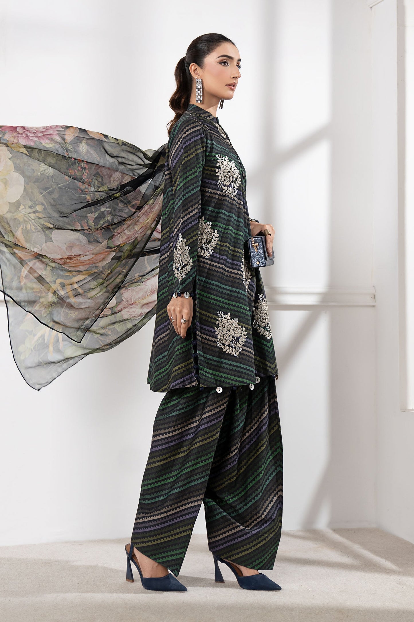 3 Piece Embroidered Cambric Suit