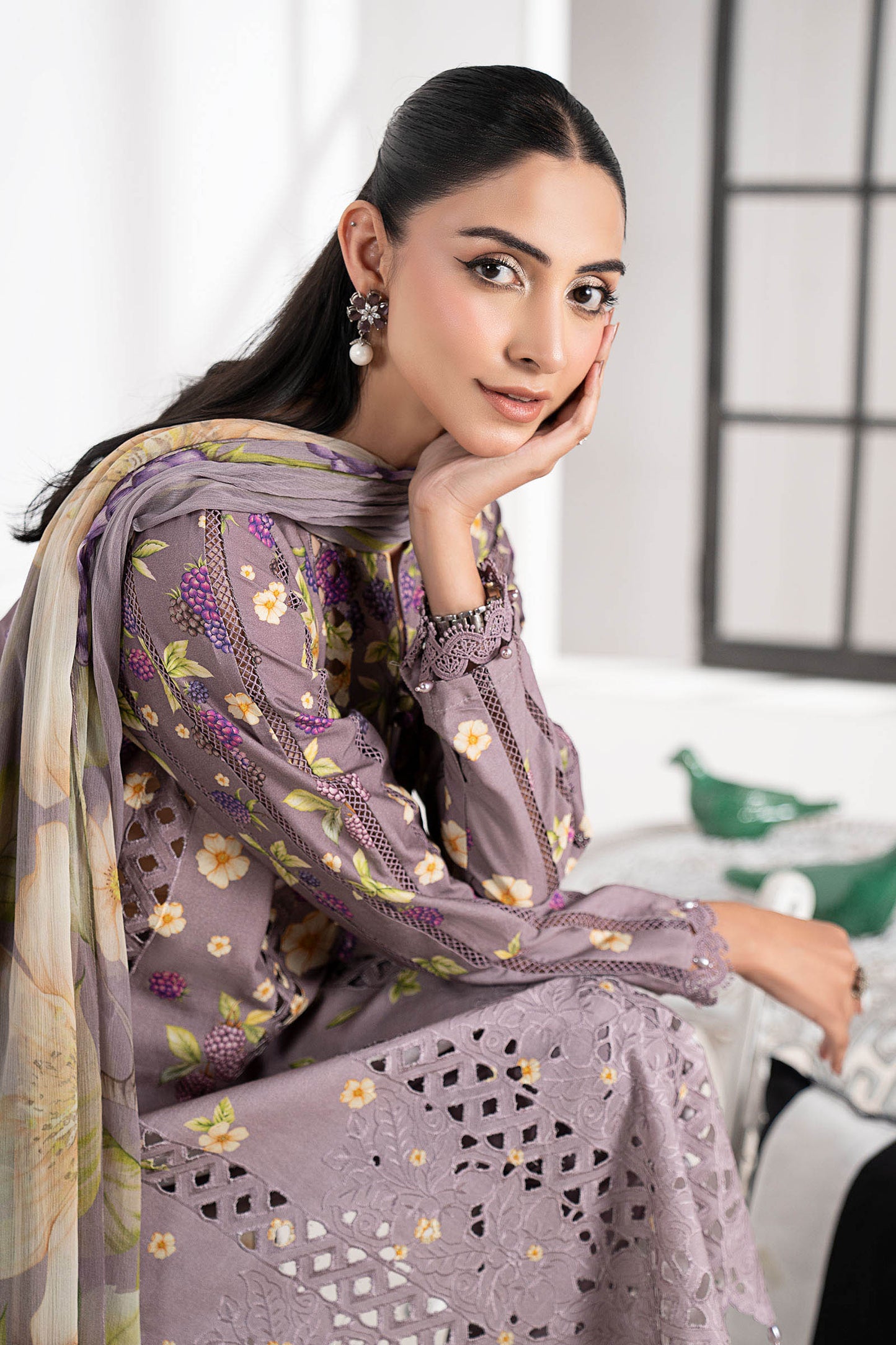 3 Piece Embroidered Cambric Suit