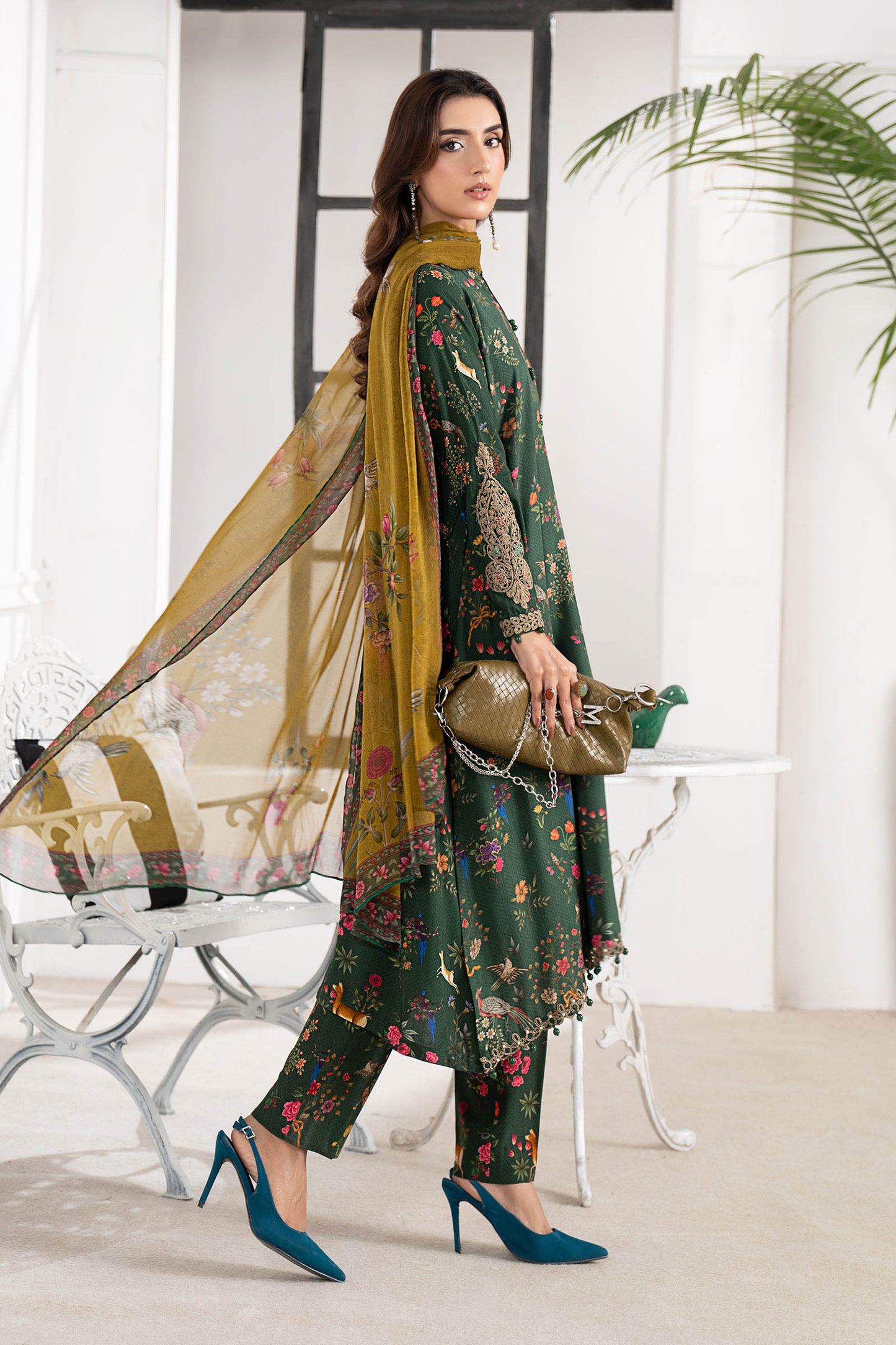 3 Piece Embroidered Linen Suit