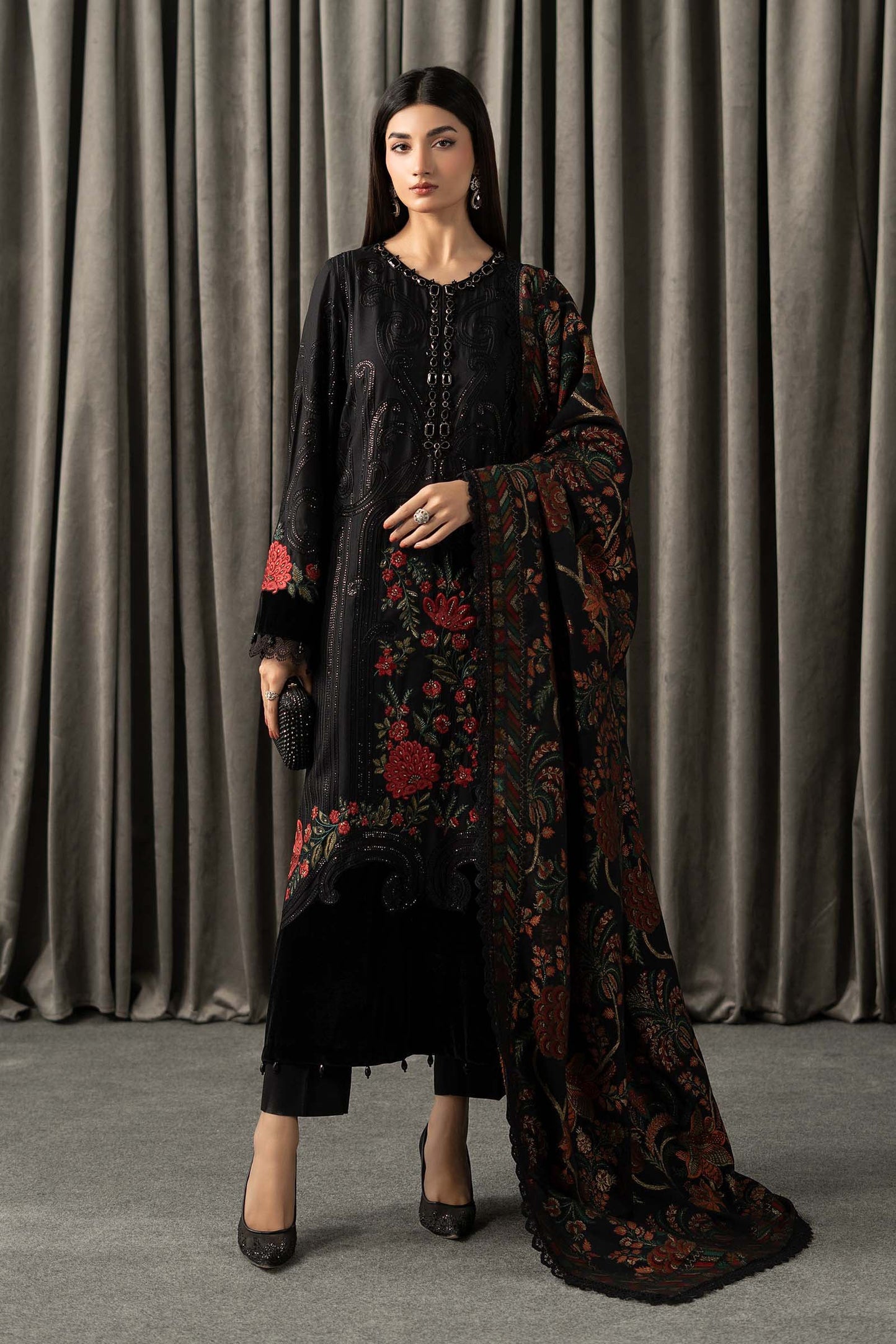 3 Piece Embroidered Linen Suit