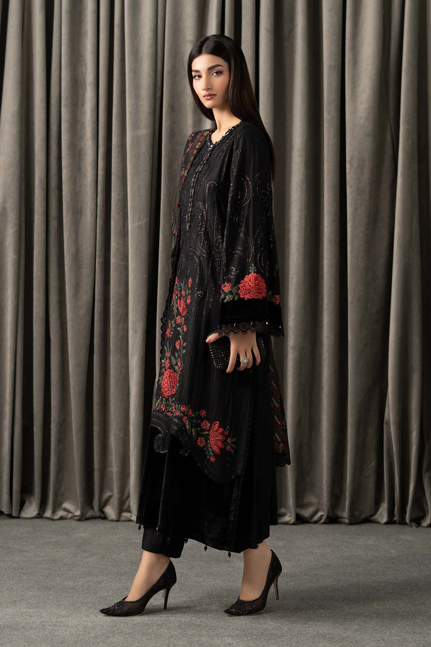 3 Piece Embroidered Linen Suit