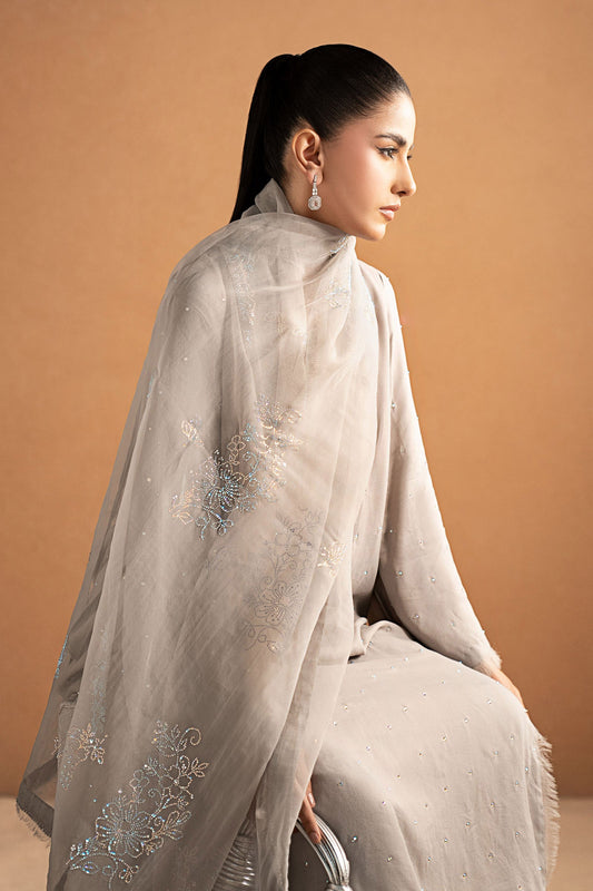 3 Piece Embellished Crepe Suit