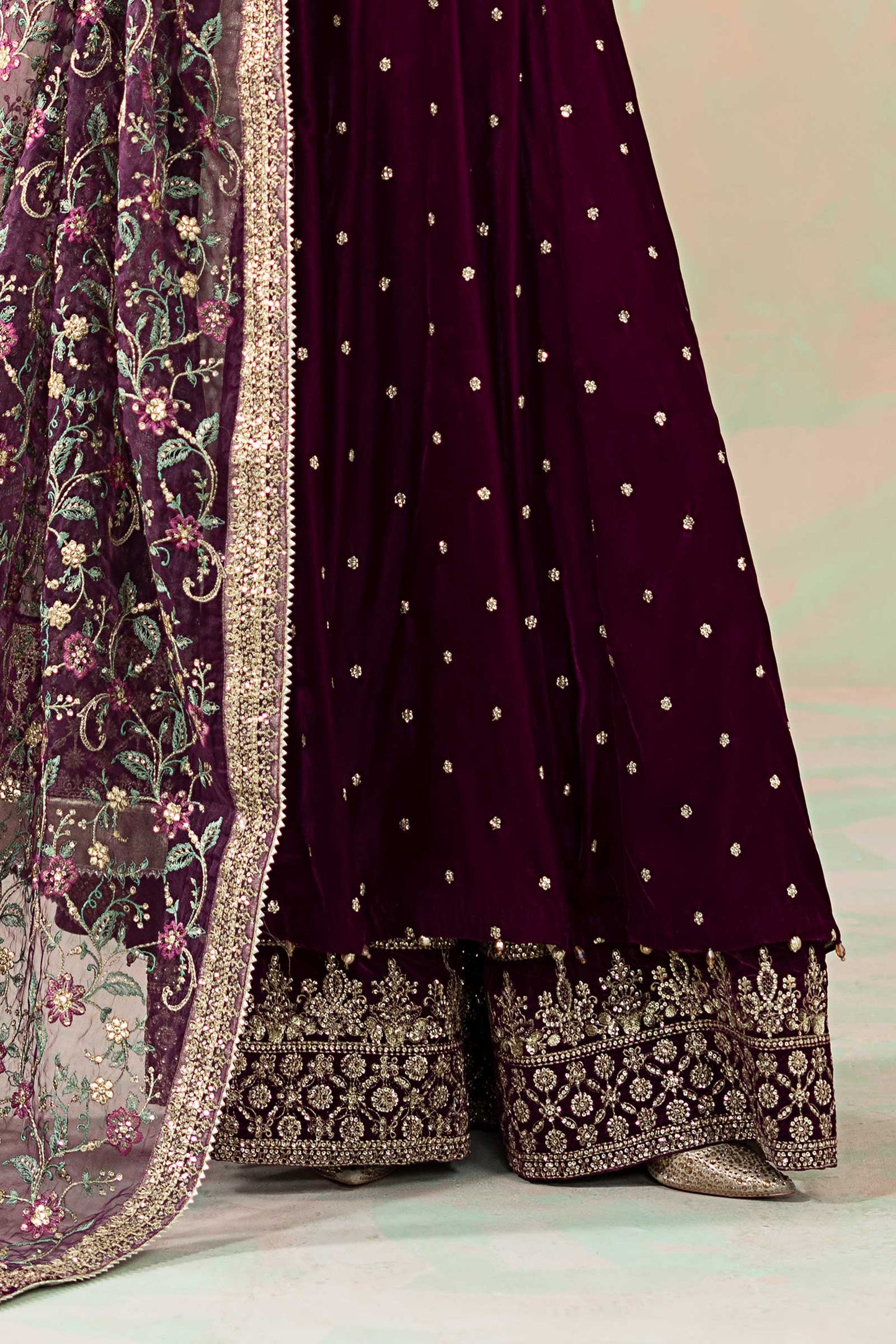 3 Piece Embroidered Velvet Suit