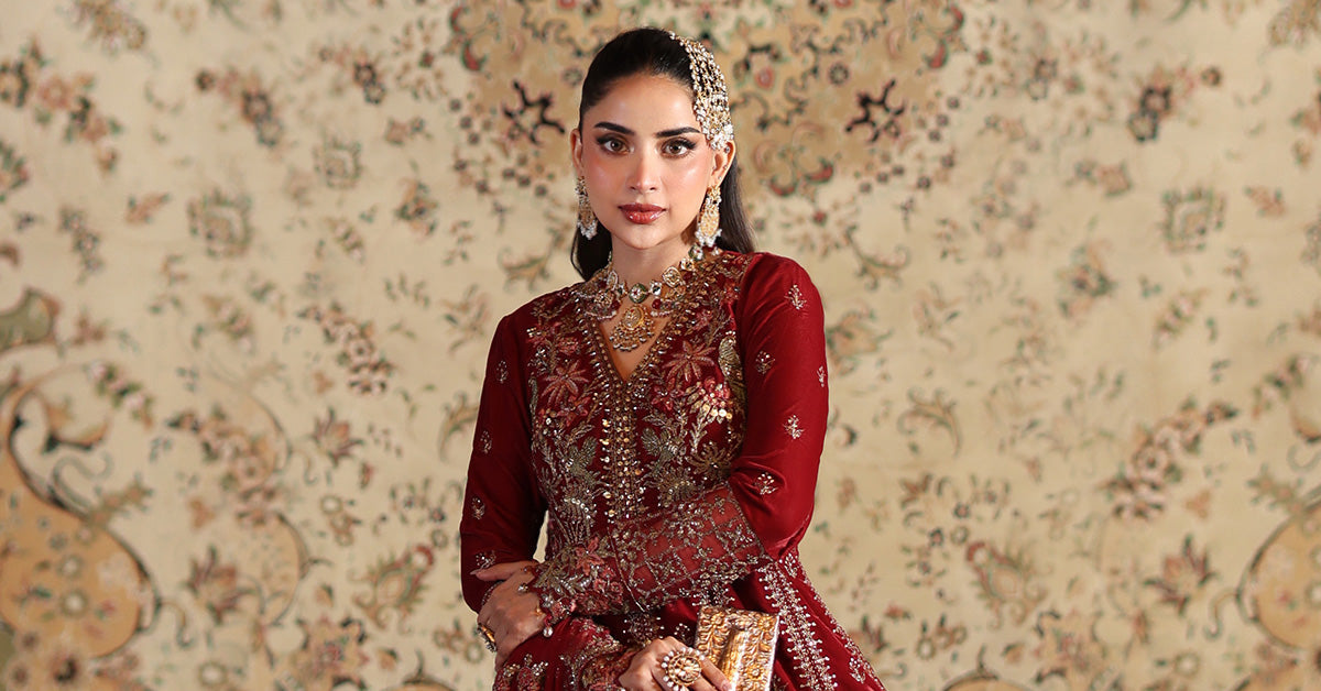 3 Piece Embroidered Velvet Suit