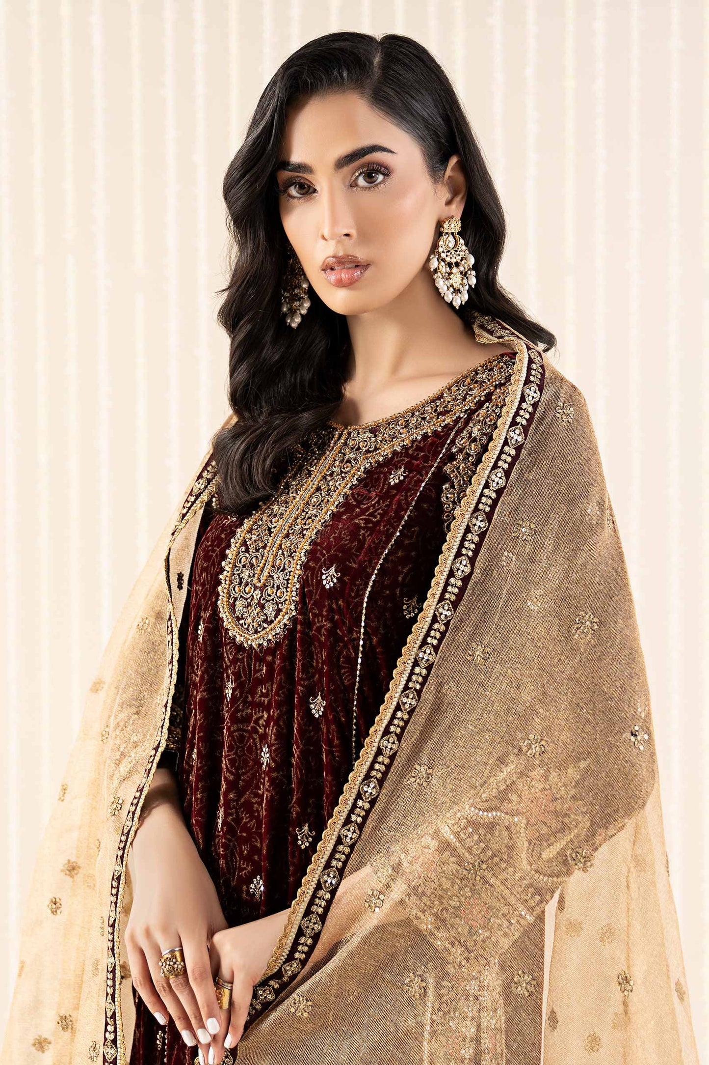 3 Piece Embroidered Velvet Suit