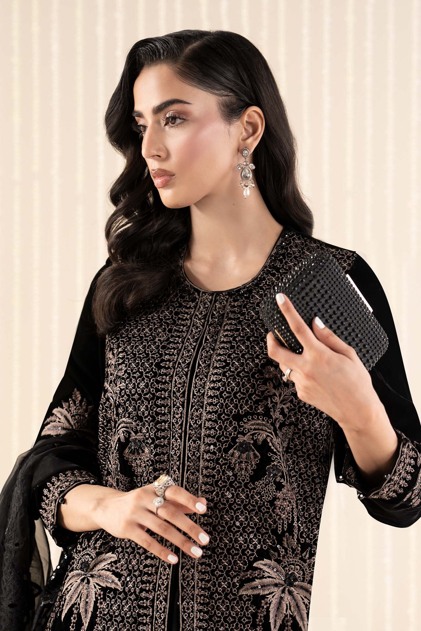 3 Piece Embroidered Velvet Suit