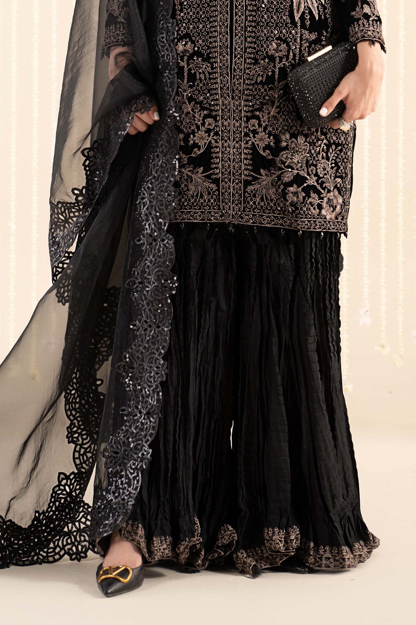 3 Piece Embroidered Velvet Suit