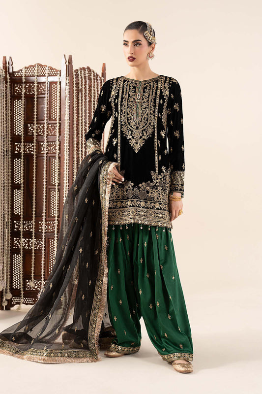 3 Piece Embroidered Velvet Suit