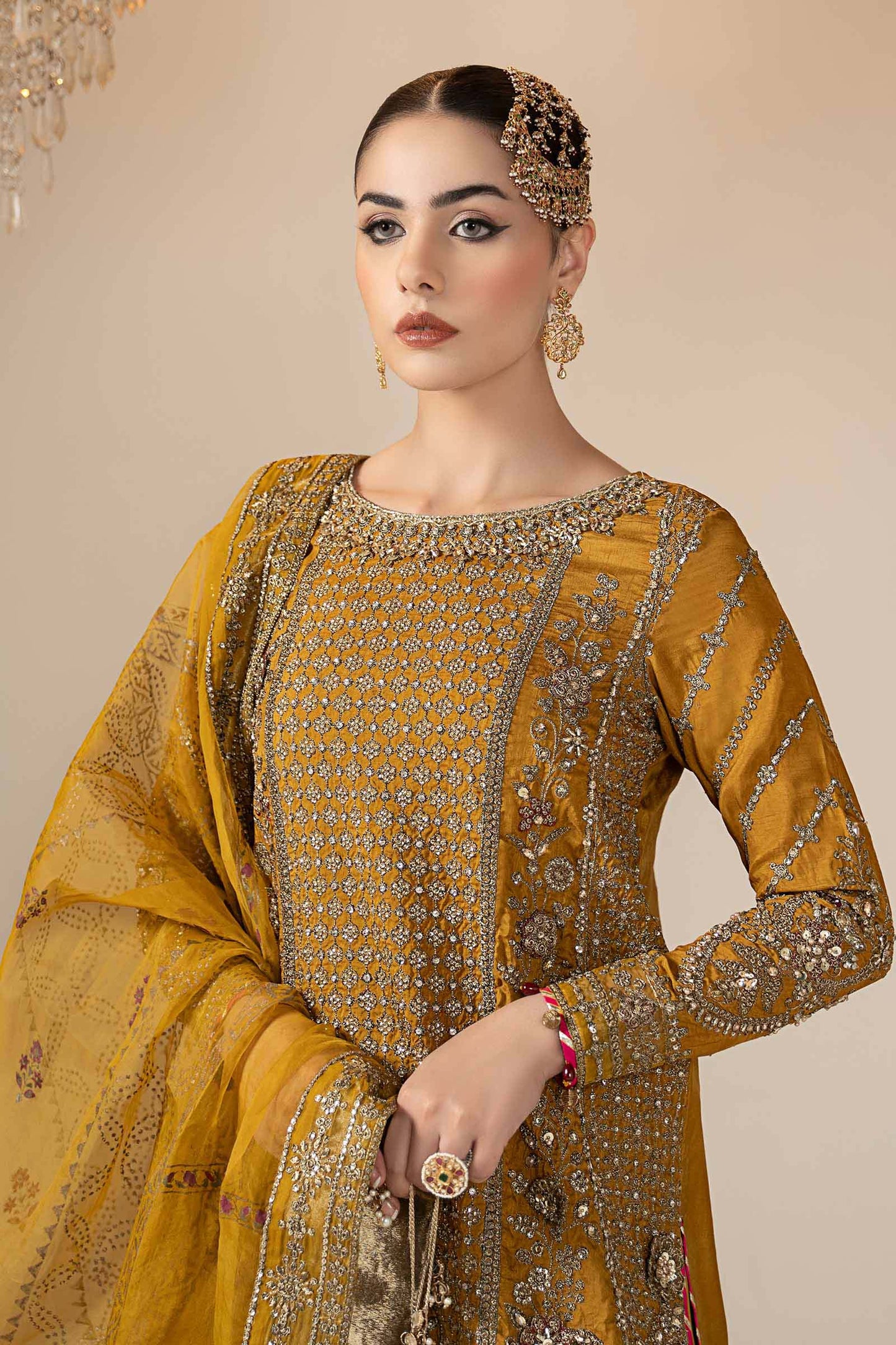 3 Piece Embroidered Raw Silk Suit