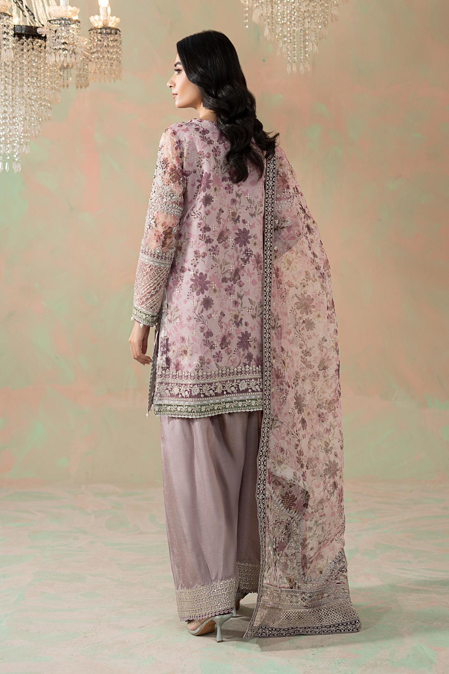 3 Piece Embroidered Organza Suit