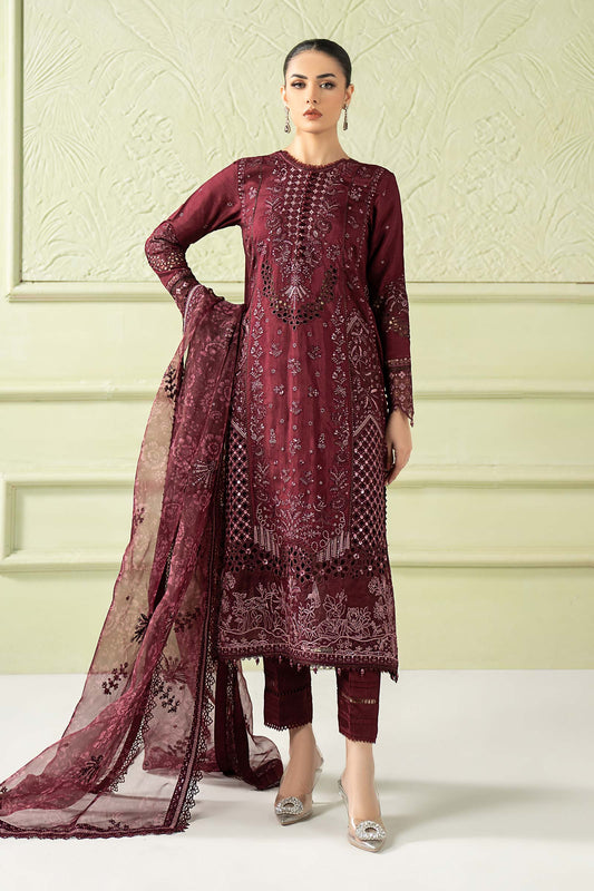 3 Piece Embroidered Raw Silk Suit
