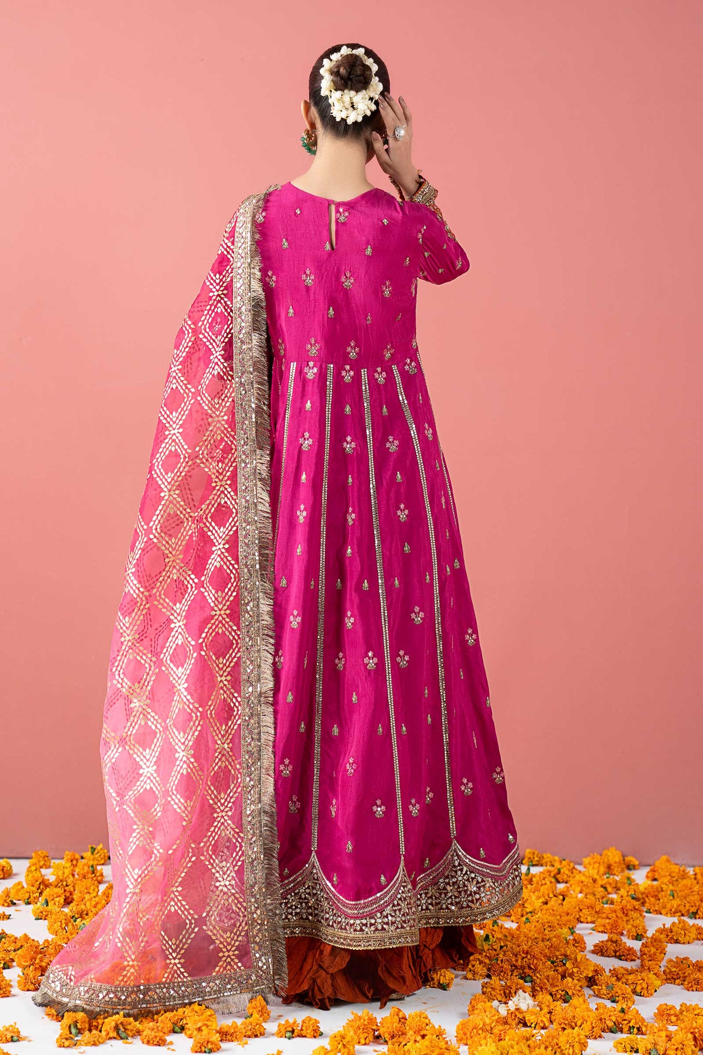 3 Piece Embroidered Raw Silk Suit