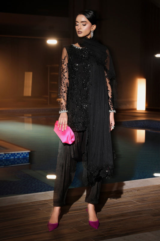 3 Piece Embroidered Net Suit