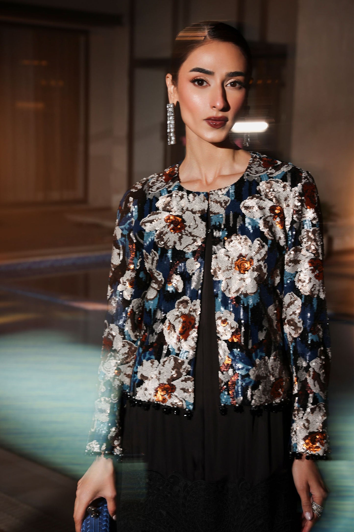 3 Piece Embellished Net Suit