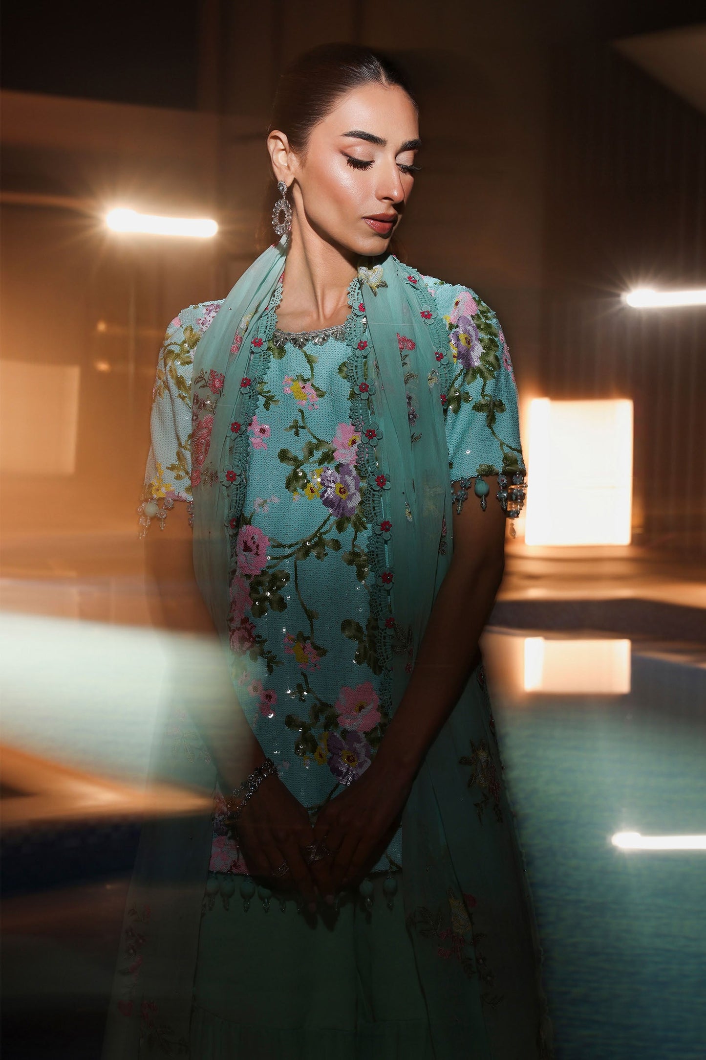 3 Piece Embroidered Net Suit