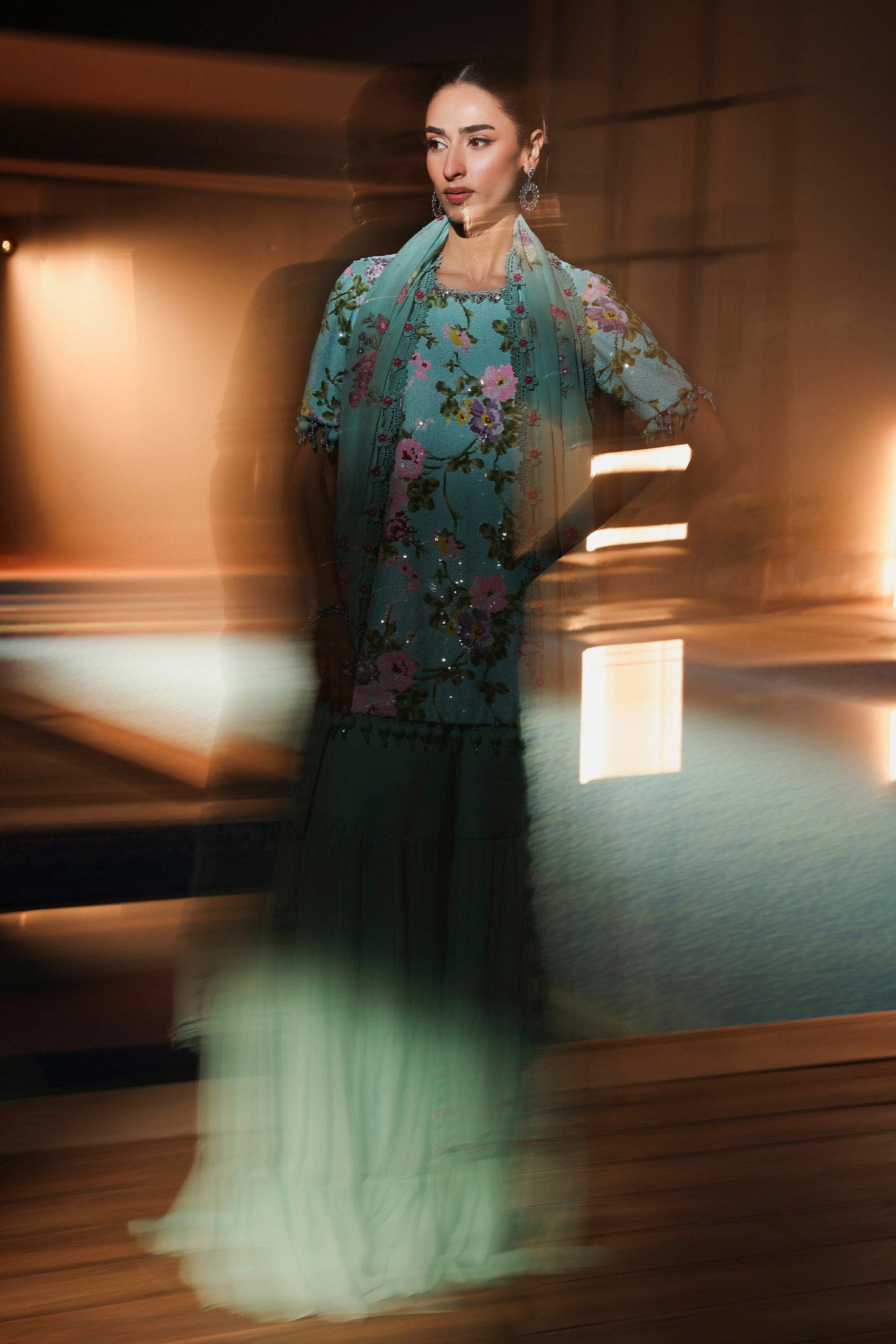 3 Piece Embroidered Net Suit