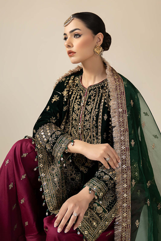 3 Piece Embroidered Velvet Suit